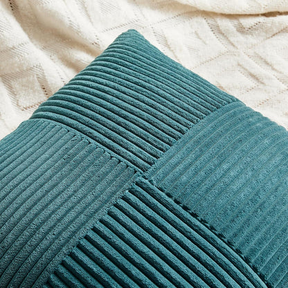 Fancy Homi 2 Packs Teal Euro Decorative Throw Pillow Covers 26x26 Inch for Living Room Couch Bed, Rustic Farmhouse Boho Home Decor, Soft Corss Corduroy Patchwork Textured Square Cushion Case 66x66 cm