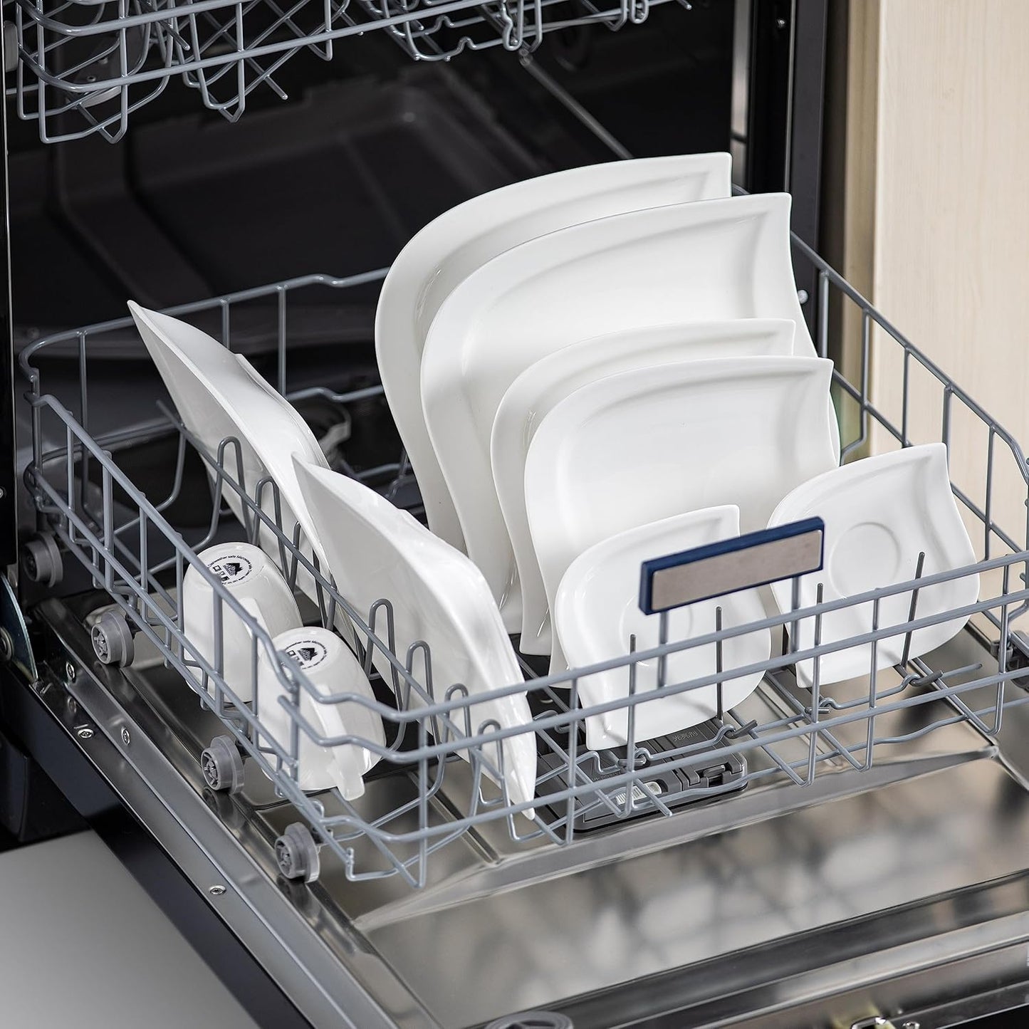 MALACASA Dinnerware Sets, 30 Piece Ivory White Plates and Bowls Sets for 6, Porcelain Dishes Set with Dinner Plate Set, Cup and Saucer, Kitchen Dinner Dining Ware Set, Microwave Safe, Series Elvira