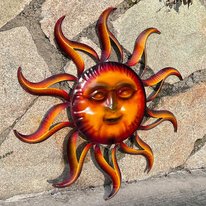 TICKCACY Metal Sun Wall Art Decor, 27.5” Sun Wall Art Hanging for Indoor Outdoor, Sun Face Wall Decor for Living Room Farmhouse Yard Fence
