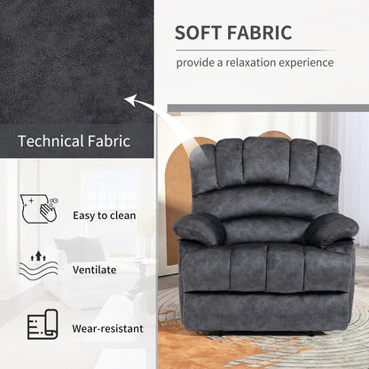 Luxlen Large Manual Recliner Chair,Soft Fabric Push Back Recliner with Overstuffed Armrest and Backrest, Living Room Single Sofa Recliners,Grey