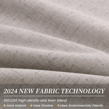 Brownish Grey Linen 100% Blackout Curtains for Bedroom 102 Inch Long 2 Panels Window Curtain Floor to Ceiling Length for Living Room Sliding Glass Door Back Tab Linen Room Darkening Drapes 52x102