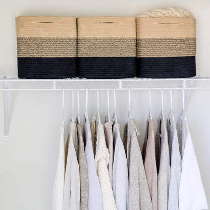 NaturalCozy Storage Cubes 11 Inch Cotton Rope Woven Baskets for Organizing, 3-Pack | Cube Storage Bin | Square Storage Baskets for Shelves Organizer, Classroom, Kids Toy Bins, Closet, Baby Nursery