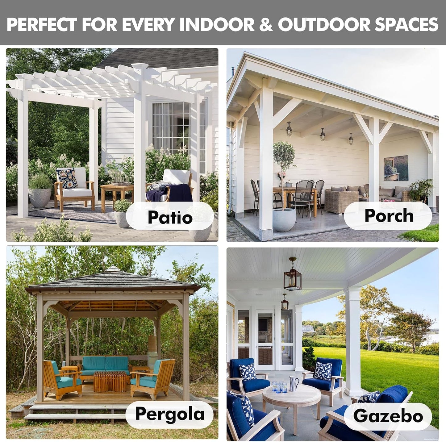 HolidayIdeas 4 Panels Linen Outdoor Curtains for Patio Waterproof Cream Outside Curtains 120 inch Long-Indoor/Outdoor Gazebo Curtains Weatherproof, Privacy for Pergola, Porch, Cabana 54"x120"