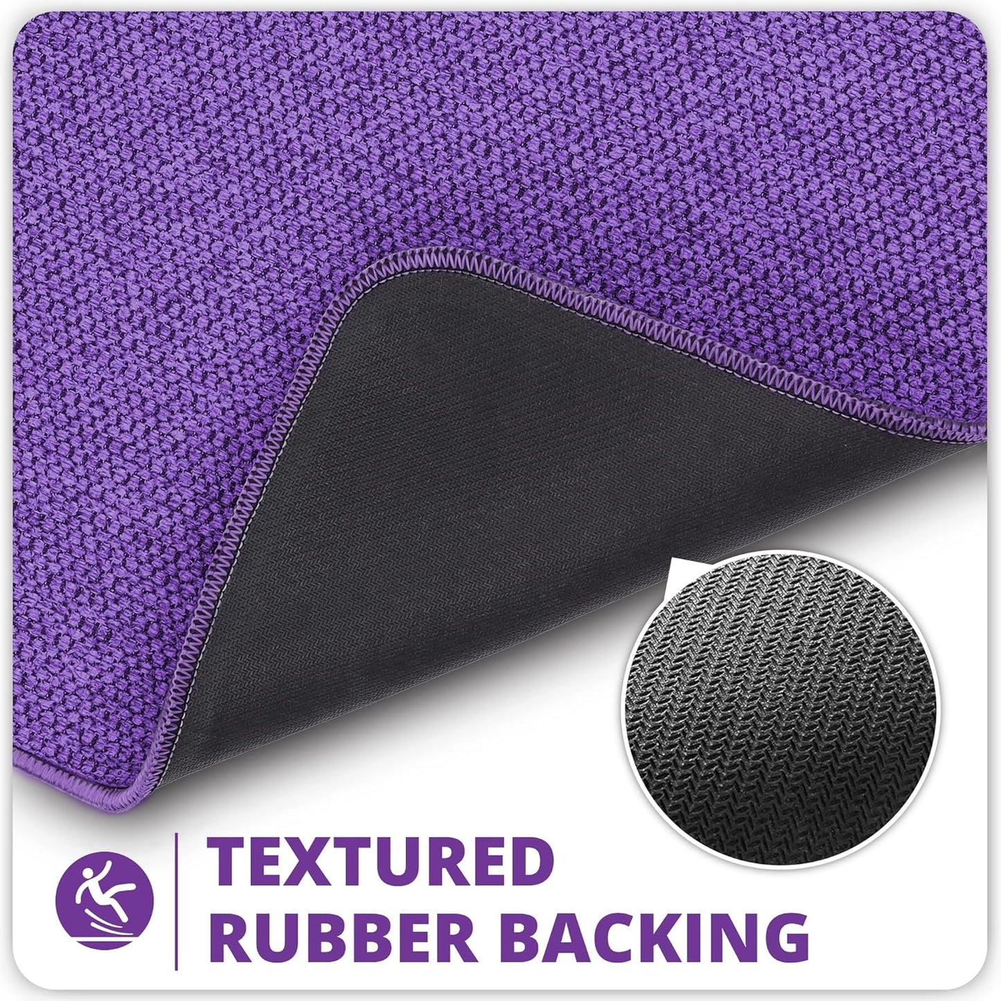 Bath Mat,Ultra Thin Bathroom Runner Rugs,Large Bath Mats for Bathroom,Quick Dry,Non-Slip,Machine Washable,Low Pile,Bath Rug,Shower Outside,Sink,Home Decor Accessories.Purple,1'5"x4'11"（17x59inch）