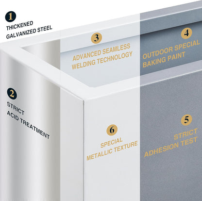 Metallic Heavy Planter for Outdoor Plants, 38Lx10Wx30H Inches Tall and Long Metal Divider Planter Box with for Outside & Indoor, Seamless (White)