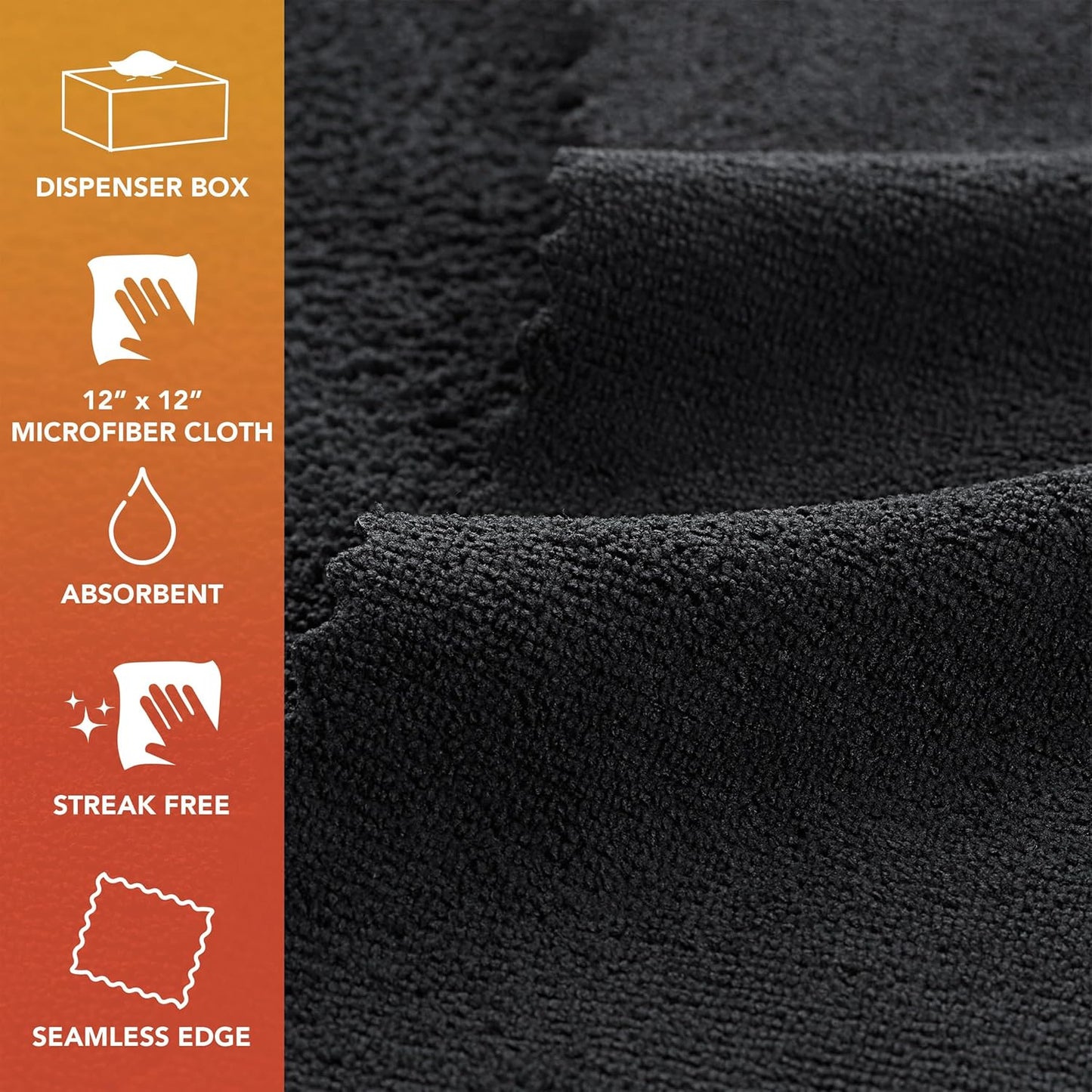 Arkwright Smart Rags in Box - (Pallet of 14400) Lint Free Microfiber Cleaning Cloth, Scratch & Streak-Free, Dispensable Wash Towels for Cars, Window Glass, and Auto Shop, 12 x 12 in, Black