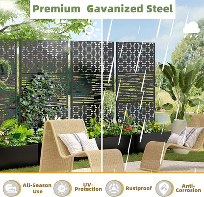 Casaphoria Metal Raised Garden Bed with Trellis and Wheels, 72"x47"x16" Planter Box for Climbing Plants, Vegetables & Vines, Features Drainage Holes and Privacy Screen, Black(Parallel&Louvered)