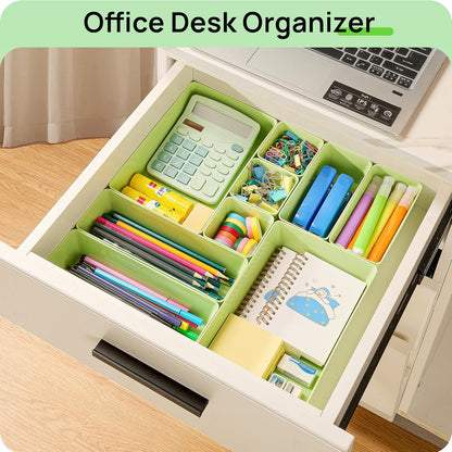 Vtopmart 25 PCS Plastic Drawer Organizers Set, 4-Size Versatile Bathroom and Vanity Drawer Organizer Trays, Storage Bins for Makeup, Bedroom, Kitchen Gadgets Utensils and Office