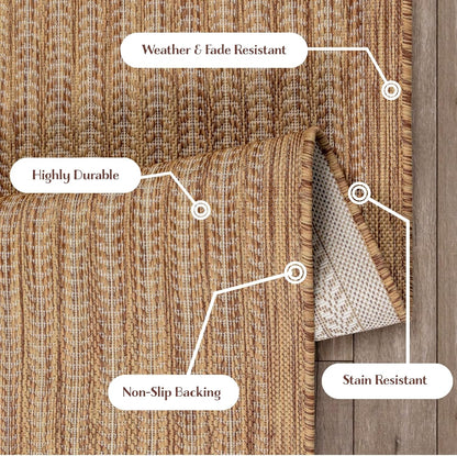 Adiva Rugs Outdoor Indoor Area Rug, Weather Resistant, Easy to Clean, Stain Resistant Floor Mat for Dining Room, Backyard, Deck, Patio (Wooden, 5' x 7')