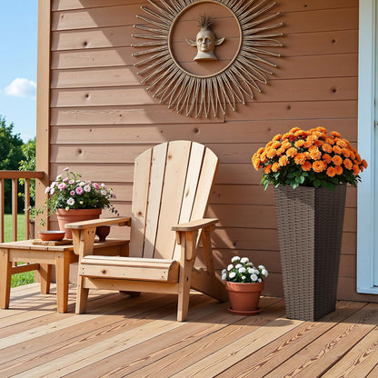 Devoko Resin Tall Planters for Outdoor Plants Set of 2, Large Taper Outdoor Planter Pots with 4 Drainage Holes, Flower Pots Modern Decor for Porch, Patio, Backyard, Home Garden (Brown, 24")