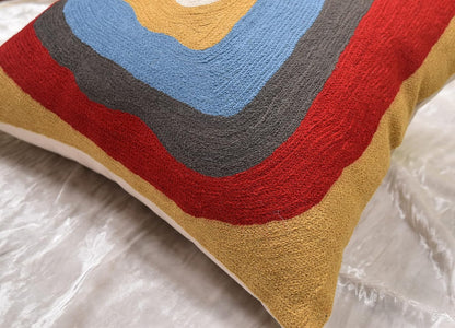 Kandinsky Modern Pillow Cover - Ruby Abstract Pillowcase Farmhouse Chair Contemporary Cushion Outdoor Pillowsham Mid Century Handmade Wool Size 18x18