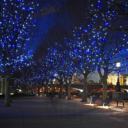 2-Pack 200 LED Solar Fairy Lights Outdoor, Upgraded Oversize Lamp Beads & Super Bright Solar String Lights Outoor, 8 Modes Solar Lights for Garden Patio Decorations（Blue&White）