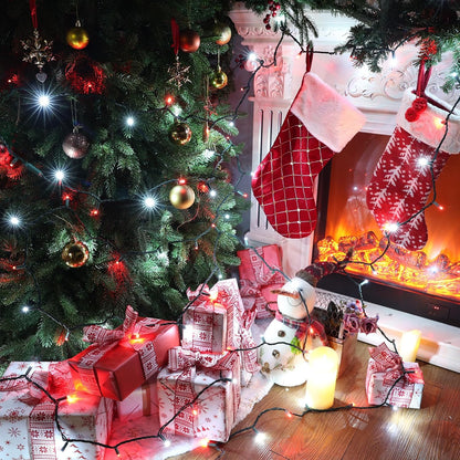 Brizled Red & White Christmas Lights, 33ft 100 LED Christmas String Lights, 5MM Wide Angle Xmas Tree Light Connectable, 120V UL Certified Mini Xmas Light for Indoor Outdoor Tree Room Party, Green Wire