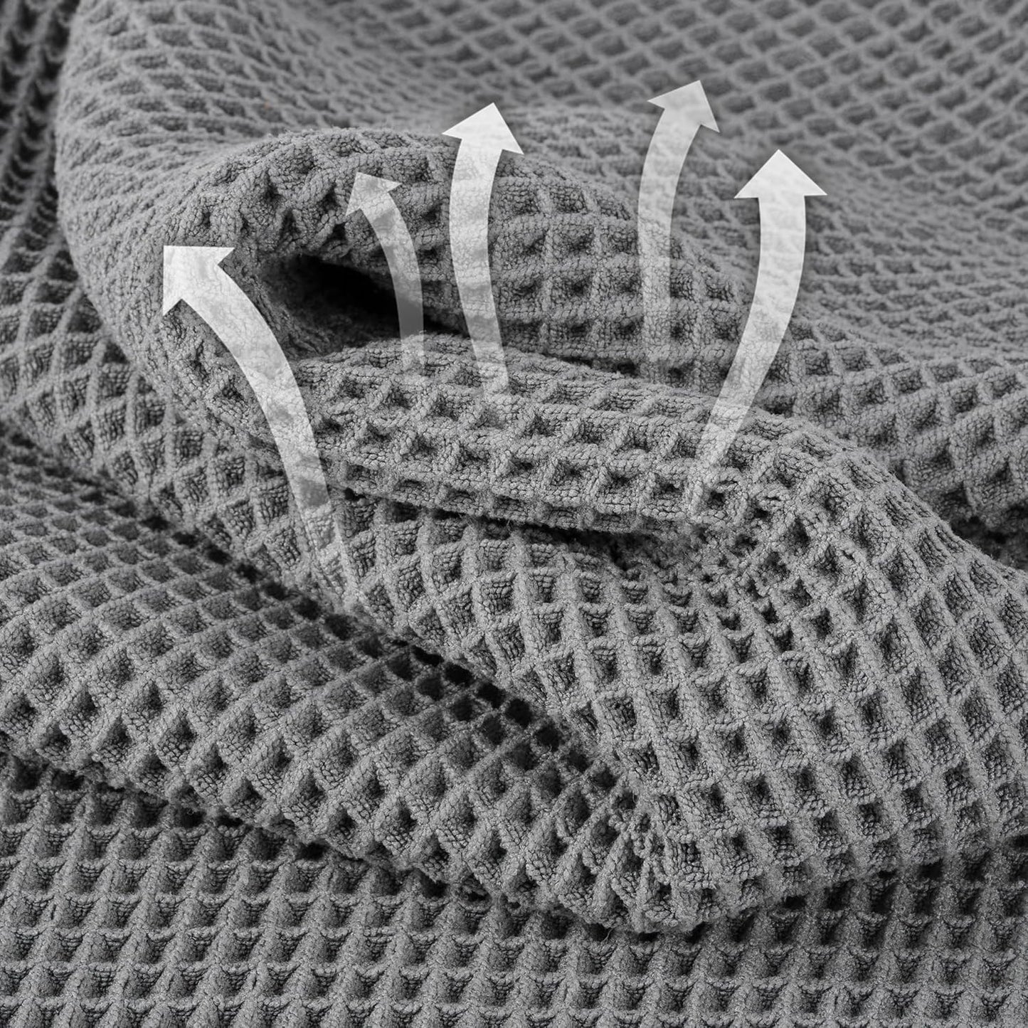 Microfiber Waffle Face Towels, 2 Pieces, Soft, Absorbent, Fast Drying, Lint Free (Gray)