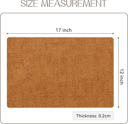 Romanstile Fall Vinyl Placemats Set of 8-12 X 18 Inch - Heat Resistant Place Mats 100% Waterproof Oilproof Wipeable Reversible Faux Leather Table Mats for Kitchen/Dining/Party/Outdoor, Orange