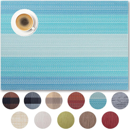 Placemats Set of 8 - Easy Clean Woven Vinyl Placemats for Dining Table, Indoor/Outdoor Place Mats, Washable PVC Table Mats（Ocean Geode）