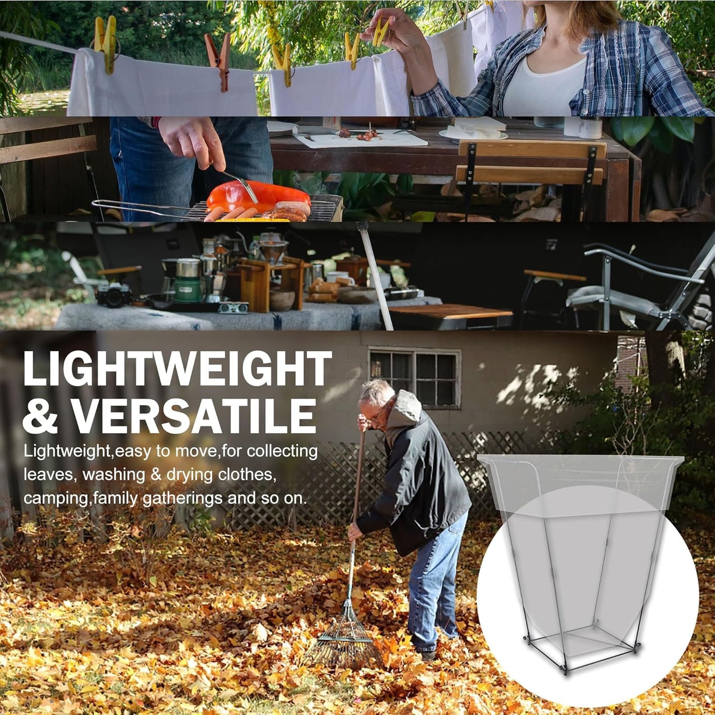 Metal Trash Bag Holder - Garbage Bag Holder Frame Holds 30-45 Gallon Bags-Multi-Use Outdoor Leaf Bag Stand for Yard Camping Garden Lawn Party Supplies (2 Pcs)