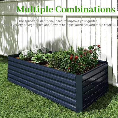 8x4x2 ft Outdoor Raised Garden Bed, Large Metal Planter Raised Beds, Planters for Outdoor Plants for Vegetables, Flowers, Herbs, Fruits, and Succulents.(2 Pcs,Blue)