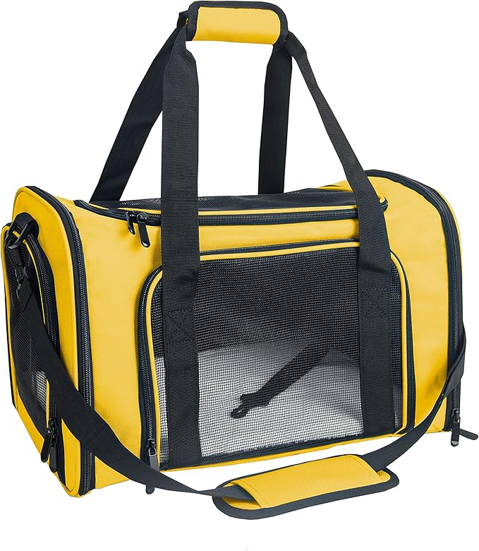 Soft Sided Carrier for Small Medium Cats Dogs,TSA Airline Approved Collapsible Travel Pet Carrier (Medium, Yellow)