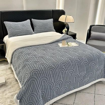 UKELER Sherpa Fleece Blanket 60 × 80 inch, Ultra Soft Twin Size Throw Blanket for All Season, Cozy Plush Arch Blankets for Bed Couch Sofa Office Camping, Blue Grey