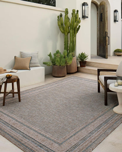 Loloi Amber Lewis Topanga Collection TOP-05 Natural/Teal 5'-3" x 7'-6" Indoor/Outdoor Area Rug