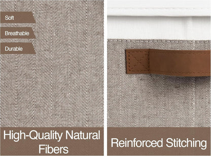 StorageWorks Large Storage Bins with Lids, Decorative Storage Boxes with Lid and PU Handles, Foldable Storage Baskets for Closet, Shelves, Stackable, Brown and White, 3-Pack