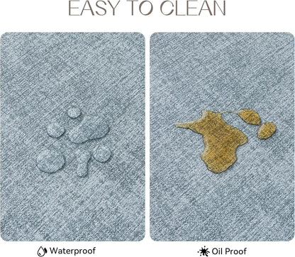 Romanstile Vinyl Placemats Set of 6-12 X 18 Inch - Heat Resistant Place Mats 100% Waterproof Oilproof Wipeable Reversible Faux Leather Table Mats for Kitchen/Dining/Party/Outdoor, Sky Blue