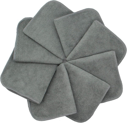 Microfiber Dish Cloths Fast Drying Kitchen Cleaning Cloth Dish Rags Dust Cloths Ultra Absorbent Lint Free Washcloths with Poly Scrub Side 12inch x 12inch 8 Pack (Gray)