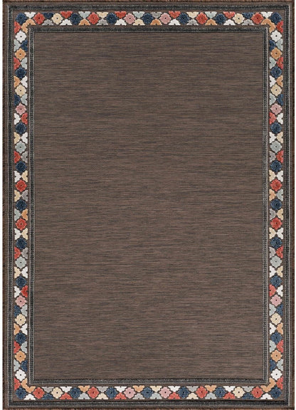 Beverly Rug Outdoor Rug 9x12 Modern Bordered Large Area Rugs for Indoor and Outdoor Patio Easy to Clean Non Shedding Living Room Porch Garden Washable Outside Carpet (9 x 12 Brown)