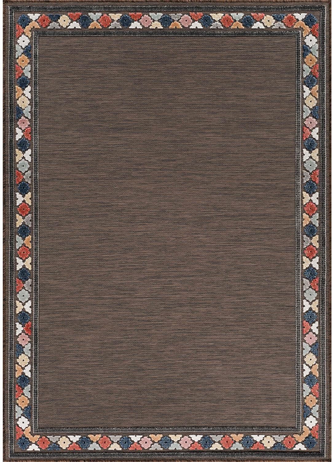 Beverly Rug Outdoor Rug 10x14 Modern Bordered Large Area Rugs for Indoor and Outdoor Patio Easy to Clean Non Shedding Living Room Porch Garden Washable Outside Carpet (10 x 14 Brown)