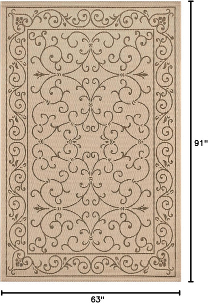 JONATHAN Y Vintage Filigree Indoor Outdoor Area Rug 5X8 Beige/Brown, Charleston Textured Weave for Backyard, Patio, Porch, Easy-Cleaning, High Traffic, Pet-Friendly, Non-Shedding (SMB106A-5)