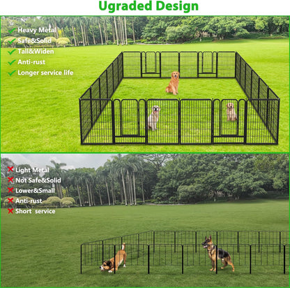 Black Metal Fencing Decorative Garden Fence with Gate 27ft(L) x 40in(H) Fence Panels No Dig Fence Rustproof Animal Barrier Fence Temporary Dog Panels Fencing Outdoor