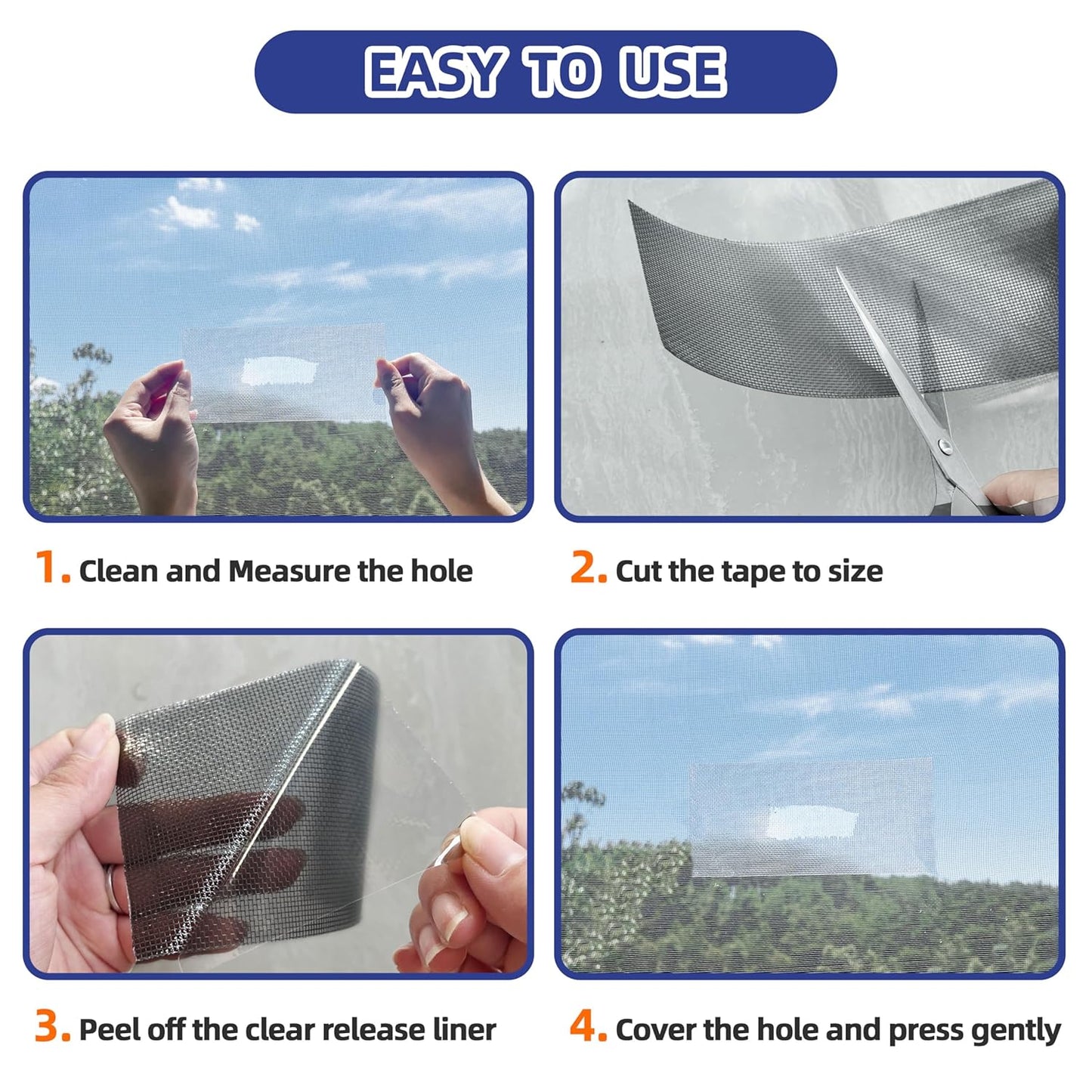 KING MOUNTAIN Grey Window Screen Repair Tape,3inX15FT Heavy Duty Screen Repair Kit for Window Screen and Screen Door Tears Holes,Strong Adhesive & Waterproof Window Screen Patch, Weather Resistant