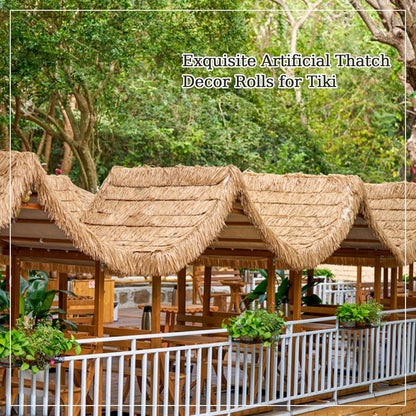Premium Mexican Style Artificial Palm Thatch Roof Rolls. 5 Lengths, 2 Colors. Waterproof. Easy Install. Ideal for Tiki Bars, Parties, Gardens & Fences (20ft x 16in - Palm Color Thatch)