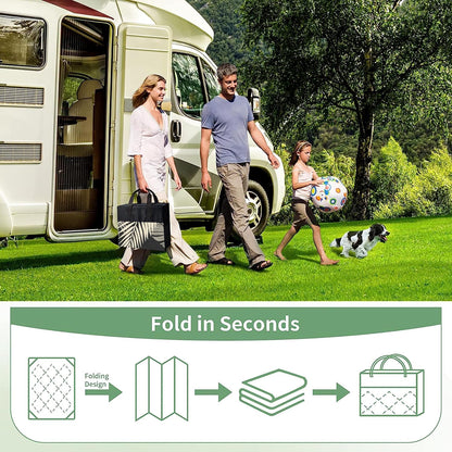 GENIMO Outdoor Rug 3' x 5' Waterproof for Patios Clearance, Reversible Outdoor Plastic Straw Camping Rug Carpet, Large Area Rugs Mats for RV, Camper, Deck, Balcony, Porch, Beach, Picnic, Black&Beige