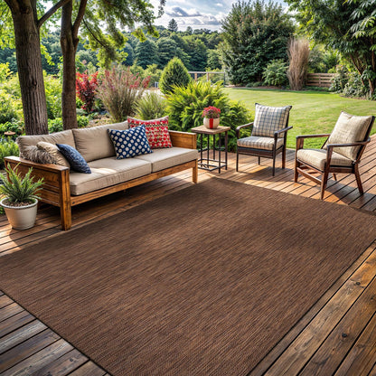 Washable Indoor Outdoor Rug 6x9 Weather Resistant Area Rugs Modern Solid for Porch Deck Balcony Backyard Patio Outside Carpet (6 X 9 Gold Brown)