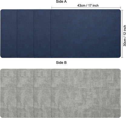 Myir JUN Placemats Dual Sided, Faux Leather Place Mats Set of 4 Indoor Placemat for Dining Table Outdoor Place Mat Manteles Individuales Square Non-Slip Washable Table Mats (Gray Blue, Set of 4)