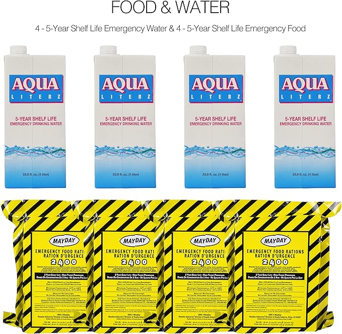 Ready America 72 Hour Deluxe Emergency Kit, 4-Person 3-Day Backpack, First Aid Kit, Survival Blanket, Power Station, Emergency Food, Portable Disaster Preparedness Go-Bag for Earthquake, Fire, Flood