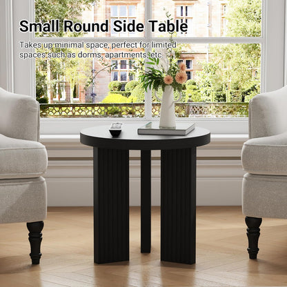 Small Round Side Table, 17.52" Coffee Table with Smooth Thick Mesa, Circle End Table with X Shaped Stable Legs, Accent Tea Table for Living Room, Office, Black