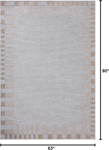 Loloi Amber Lewis Topanga Collection TOP-08 Silver/Natural 5'-3" x 7'-6" Indoor/Outdoor Area Rug