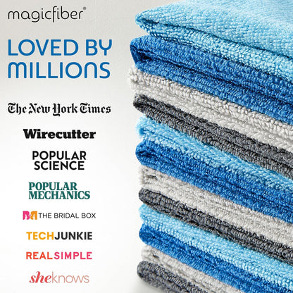 MagicFiber Microfiber Cleaning Cloth - 12 Pack, Large 13" x13” Highly Absorbent Streak-Free Micro Fiber Cleaning Rags Towels for House, Car, Windows, Housekeeping, Household Dusting, Kitchen
