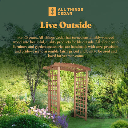 All Things Cedar 8-Foot Pagoda Arbor Garden Arch Trellis for Climbing Plants, Transform Garden or Patio Spaces, Made from Premium Western Red Cedar