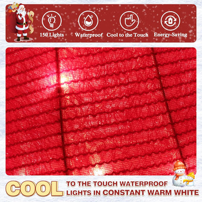 6FT Lighted Rooster with Christmas Hat for Outdoor Christmas Decorations, 3D Pre-Lit Iridescent Rooster Xmas Decor, Glittered Standing Holiday Display Rooster for Outdoor, Indoor