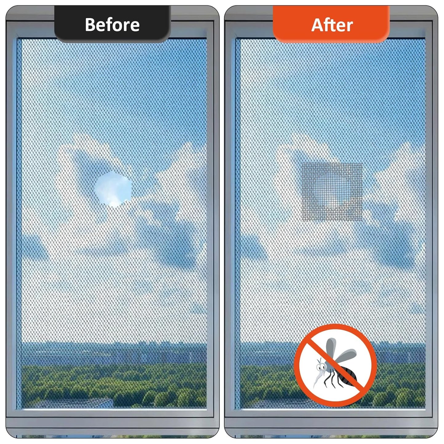 Grey Screen Repair Tape, 4" X 180" (15FT) Window Screen Door Repair Kit, Strong Adhesive Fiberglass Patch Tape Mesh