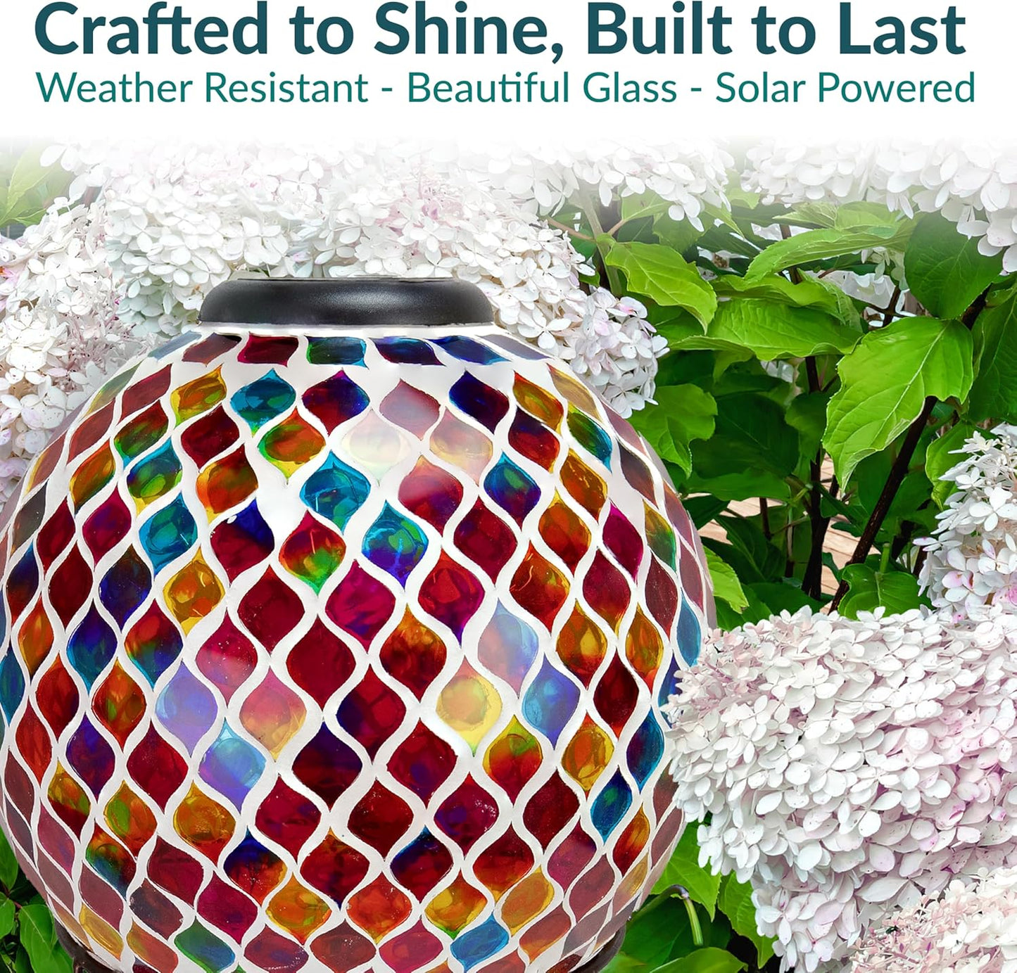 Sunnydaze 10-Inch Solar Gazing Ball for Garden - Glass Outdoor Gazing Globe - Summer Trellis
