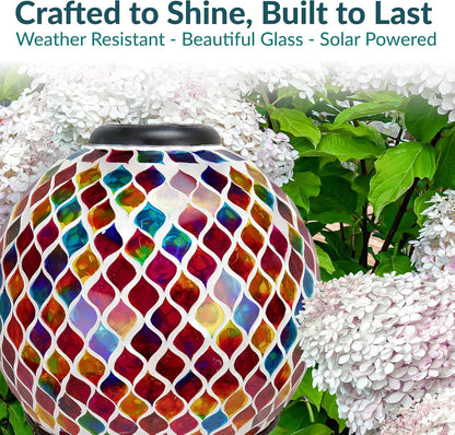 Sunnydaze 10-Inch Solar Gazing Ball for Garden - Glass Outdoor Gazing Globe - Summer Trellis