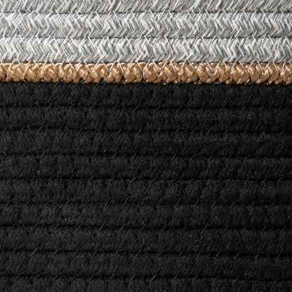 LA JOLIE MUSE Woven Basket Rope Storage Baskets - Large Cotton Organizer, Basket for Baby Blanket, Kids Toy Nursery Laundry Basket Ebony Black XL
