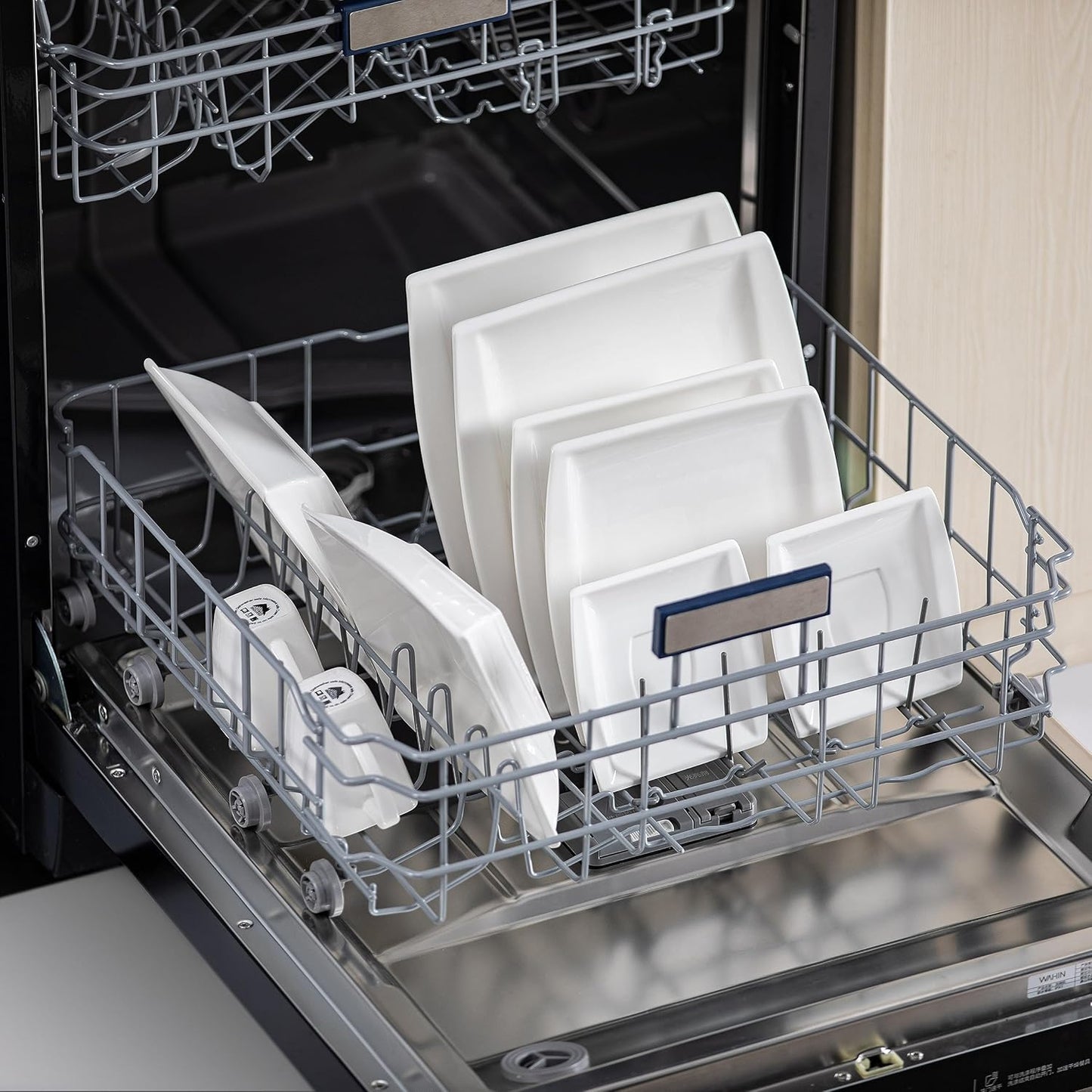 MALACASA Plates and Bowls Sets, Square Dinnerware Sets for 6 (30pcs), Series Blance