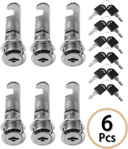 MoHern Cabinet Locks, 6 Pcs Keyed Alike 1-1/8 Inch (30mm) Cylinder Locks, Zinc Alloy Cam Lock with Keys for Cabinet, Drawer, RV and More