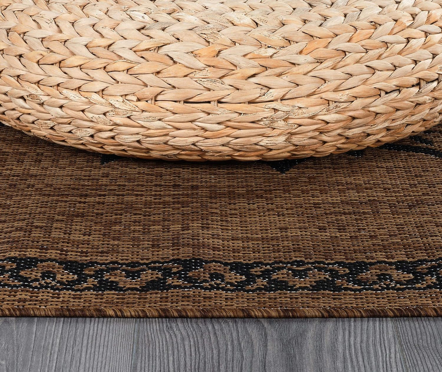 CAMILSON Outdoor Rug, Modern Area Rugs for Indoor and Outdoor Patios, Kitchen and Hallway mats, Washable Porch Deck Outside Carpet (6 x 9, Medallion Nut Brown)